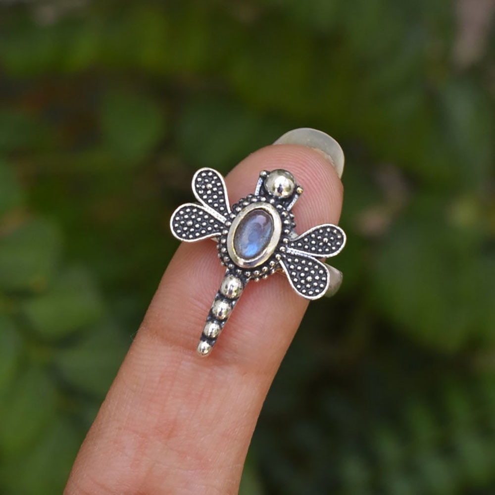 Punk Dragonfly Ring Voor Mannelijke Vrouwen Eenvoudige Fijne Verstelbare Vinger Ring Dier Vintage Leuke Sieraden