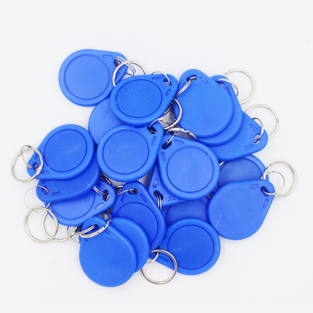 100pcs Waterproof 13.56MHz IC Keyfob Tag RFID Access Control IC Key Finder Card Token Attendance Management Keychain: blue