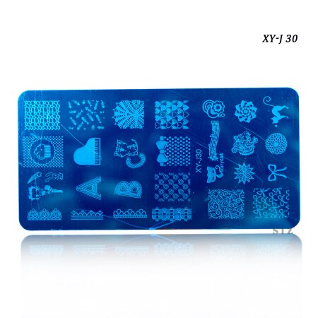 12 x 6cm 16 designs blomster tegneserie blonder gør-det-selv polish stempling nail art stempel skabeloner manicure negle stencils overførselsværktøj xyj 17-32: Xyj 30