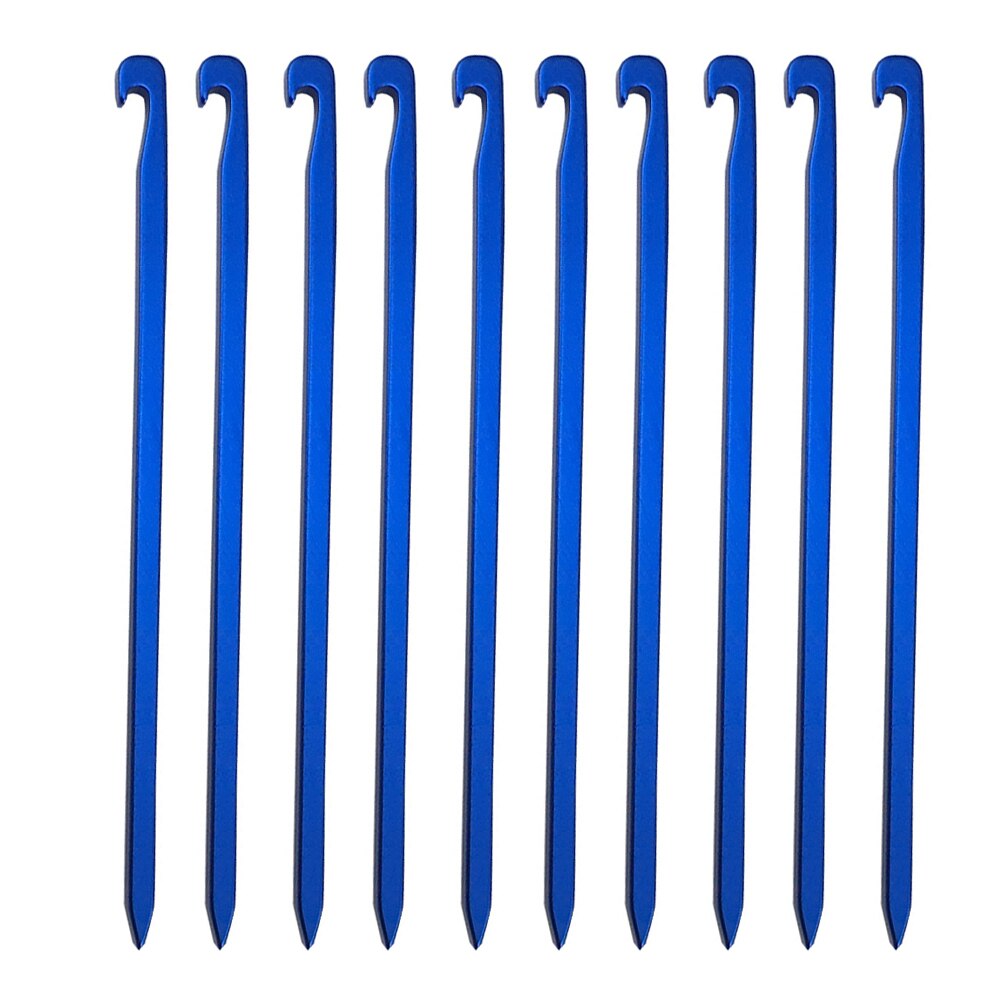 10 pièces/lot de piquets de tente en alliage d'aluminium 16cm piquets de jardin clou de terre hamac robuste Camping pour Guyline auvent flyleaf: Bleu