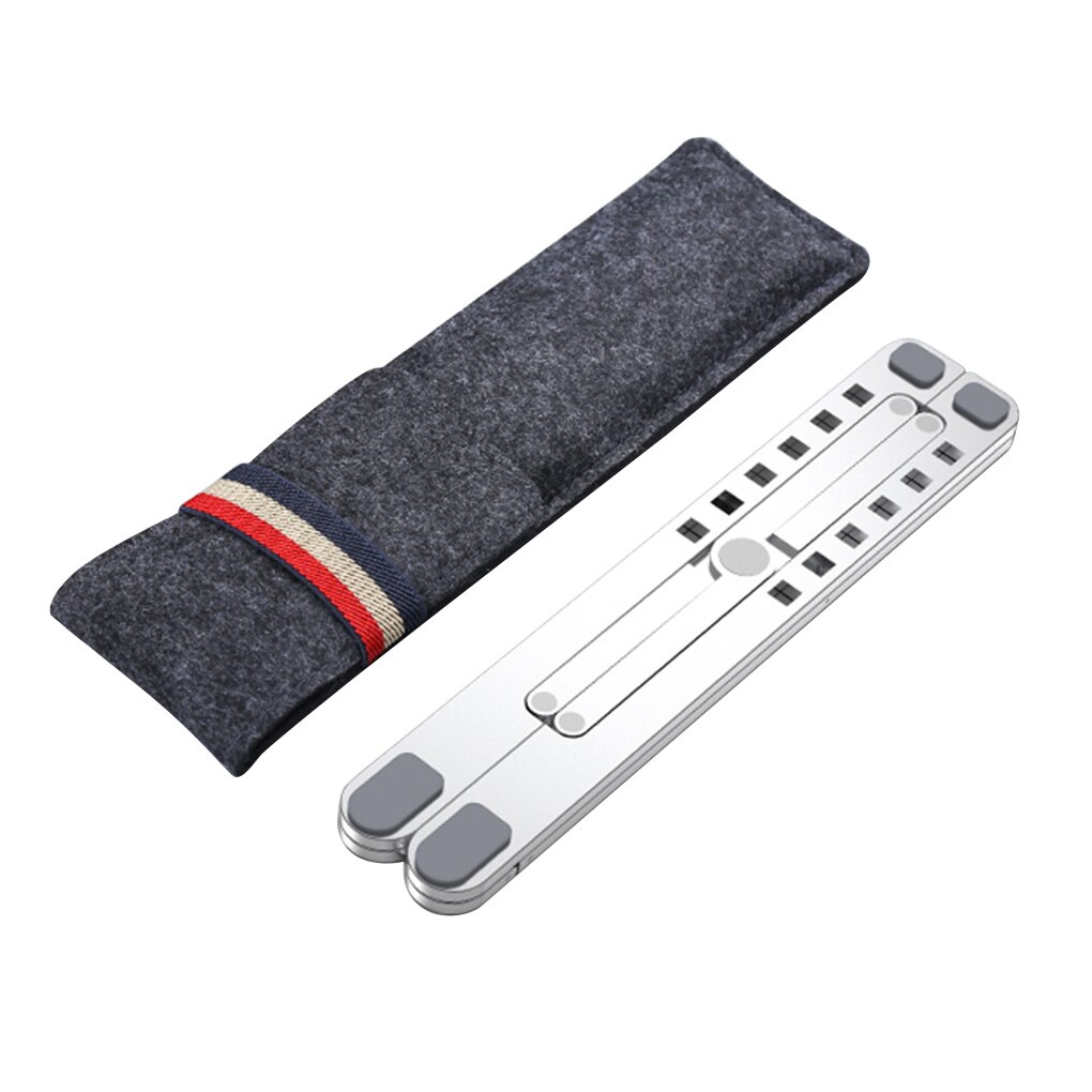 Aluminum Alloy Laptop Stand Holder Cooling Adjustable Universal Bracket Mount Swith Felt Bag: silver S size
