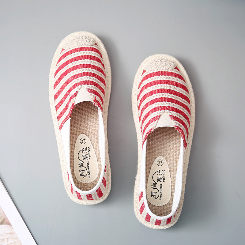 Women Stripe Fisherman Flat Shoes Spring Summer Ladies Canvas Casual Lightweight Breathable Espadrilles Loafers Lazy Shoes