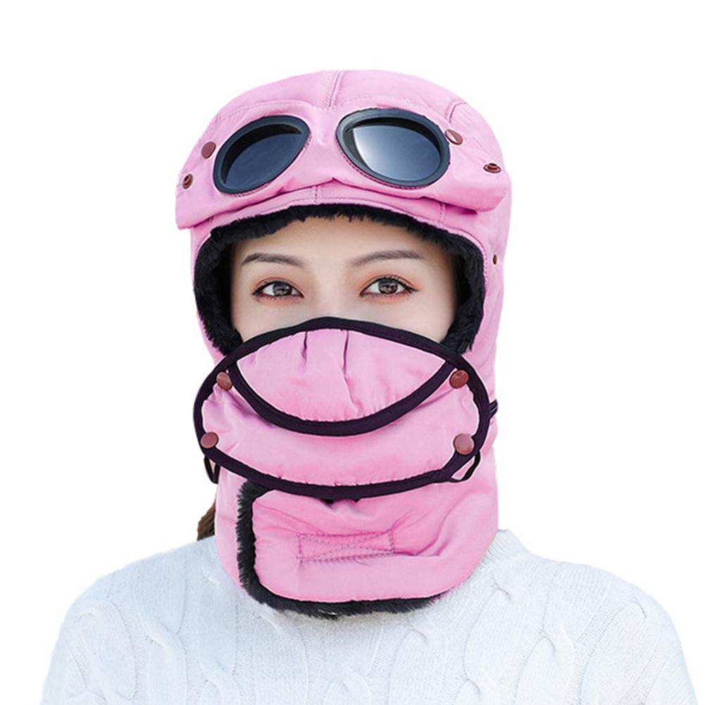Winter Ski Hütte Winddicht Warme Weiche Bequeme Kappe Mit Abnehmbare Waschbar Gesicht Abdeckung Für draussen Sport: Rosa