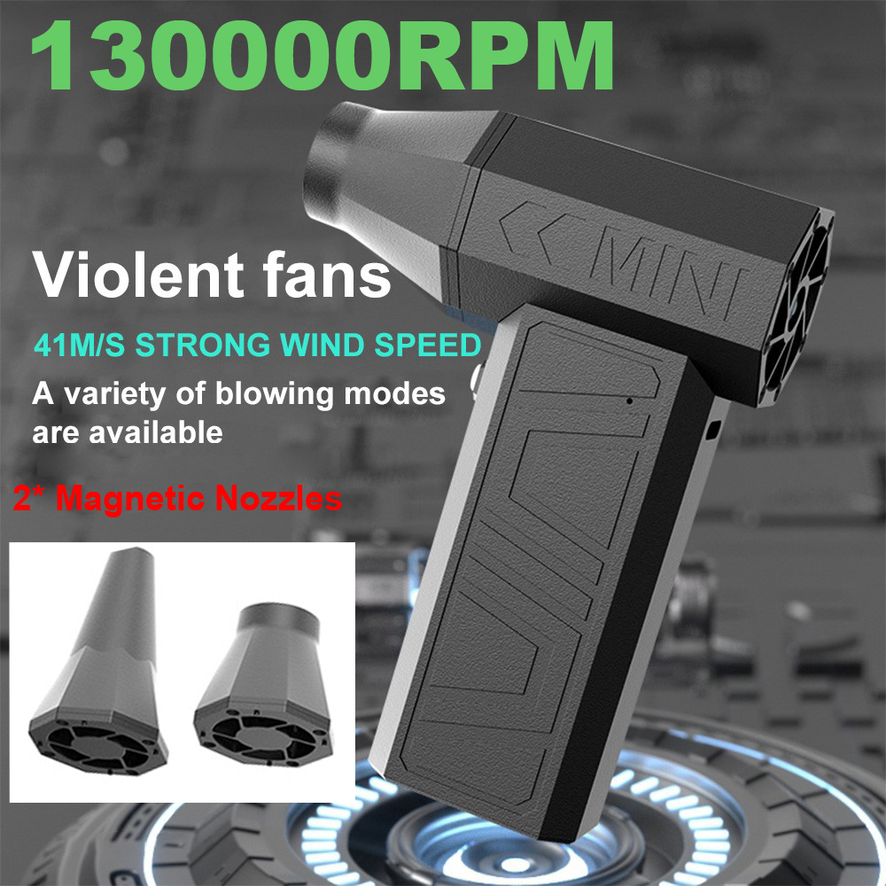 130000 rpm sähköinen ilmapuhallin 2 magneettisuutinta 41m/ tehokasta ilmapölyä harjaton moottori kädessä pidettävä turbotuuletin auton kuivausrumpu 80w