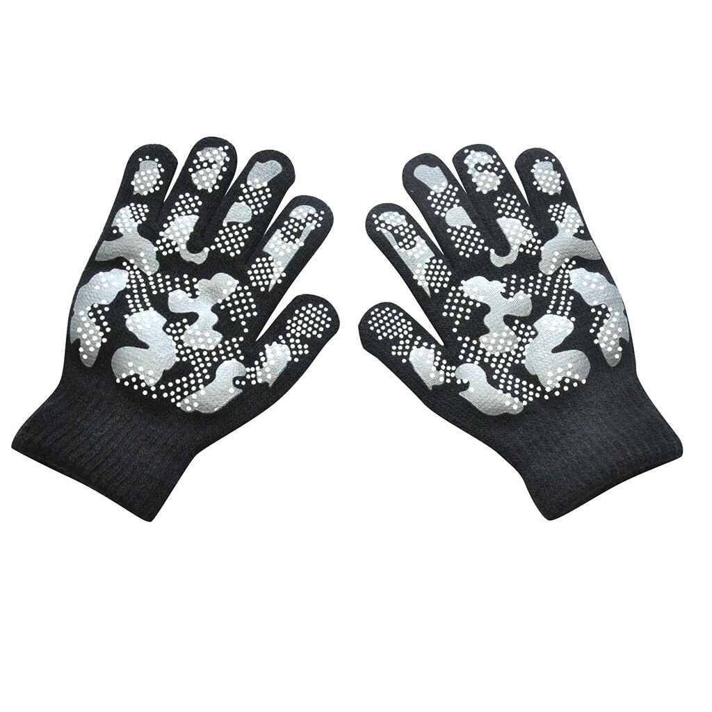 Kids Winter Handschoenen Jongens Meisjes Kinderen Winter Warm Gebreide Wapiti Camouflage Pint Screen Leuke Handschoenen Guantes Invierno: Black 