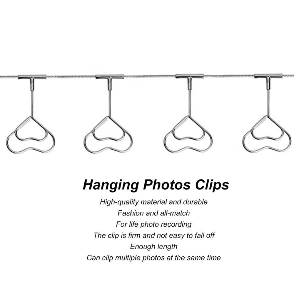 Photos Clips Metal Photos Clips Hanging Photos Clips Heart Shapes Steel Wire Rope Wall Pictures Display Decoration Clips