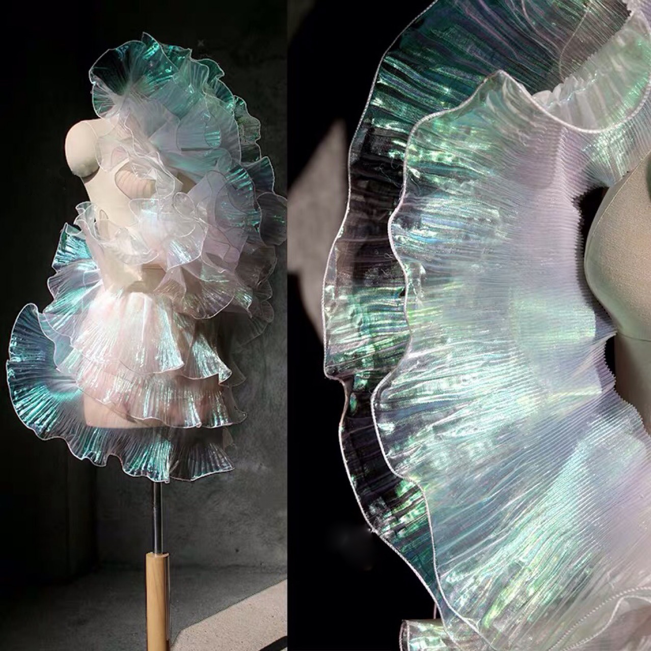 2 Meter Plissee Rüschen Organza Farbverlauf Spitzenbesatz 13 cm breit DIY Kleidung Spleißen Dekor Band Hochzeitskleid NäHenne Stoff