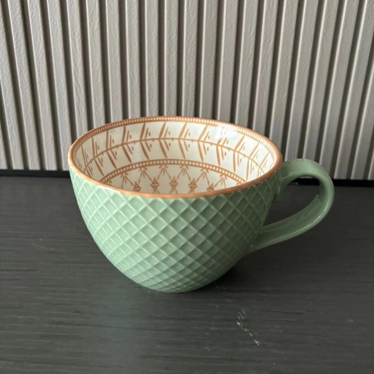 Taza de café de cerámica pintada a mano, taza Vintage creativa, cafetería, suministros de Bar, personalidad en relieve, taza de desayuno, dolor de manos colorido: Rosa