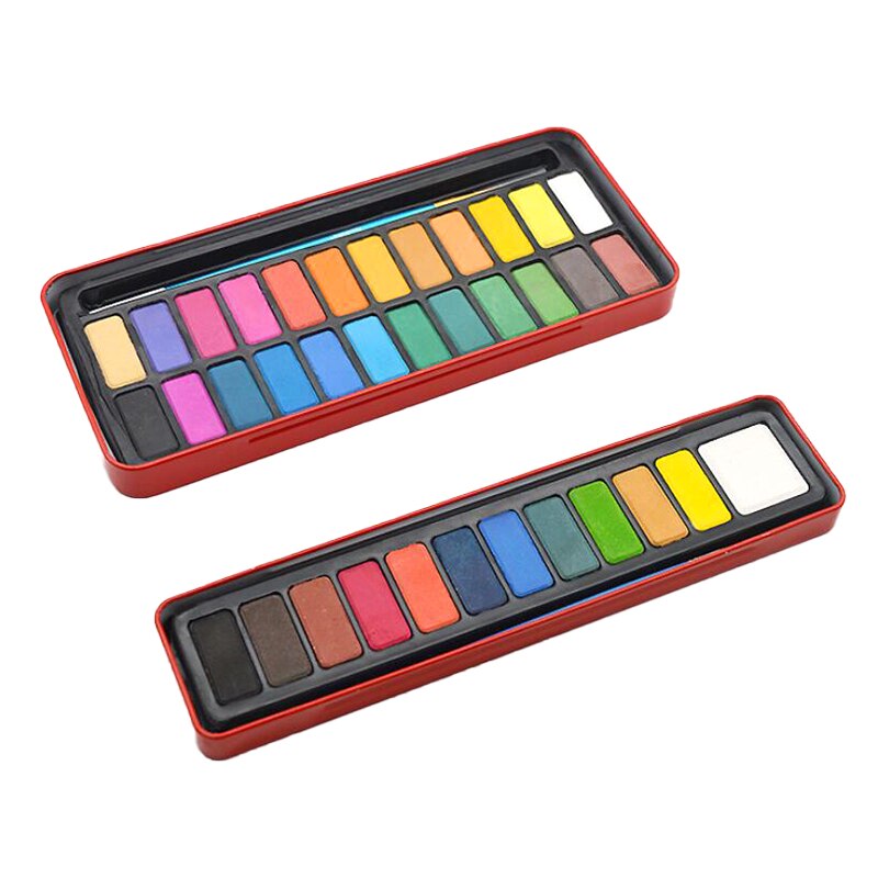 12/18/24 Kleuren Solid Aquarel Verf Set Draagbare Tekening Borstel Acryl Art Schilderen Leveringen