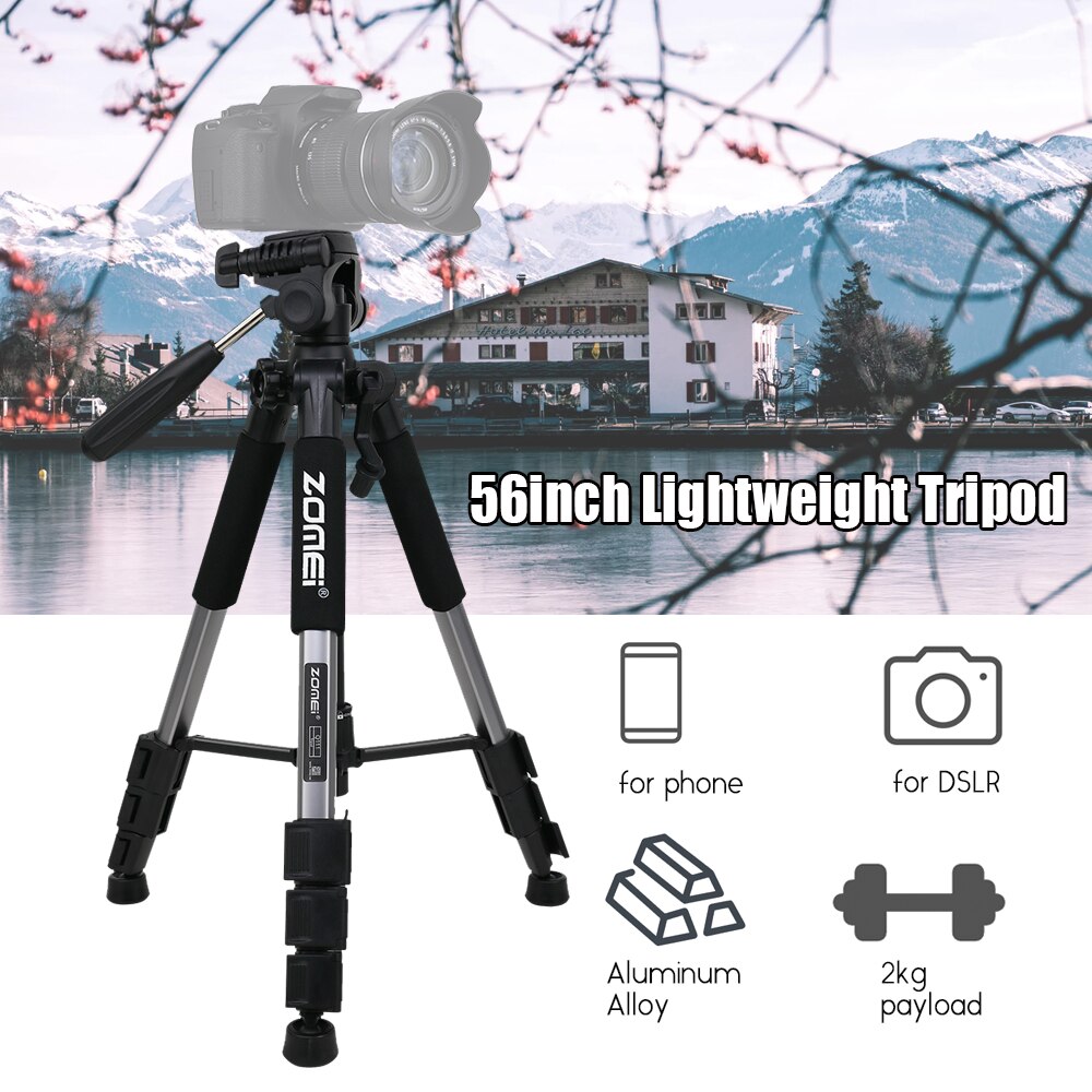 ZOMEI Q111 Tripod Lightweight Portable Aluminum Alloy Camera Travel Tripod with Quick Release Plate/ Carry Bag for DSLR Camera