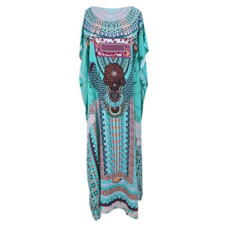 Bohemian bedrukte kaftan katoenen tuniek strandbedekking saida de praia dames strandkleding bikini bedekking robe de plage sarong