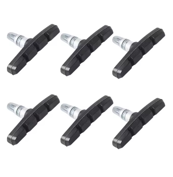 1-6 pçs blocos de freio da bicicleta de borracha ciclismo parte ferramentas mtb mountain road bicicleta leve v-freio sapatos almofadas acessórios da bicicleta: Preto