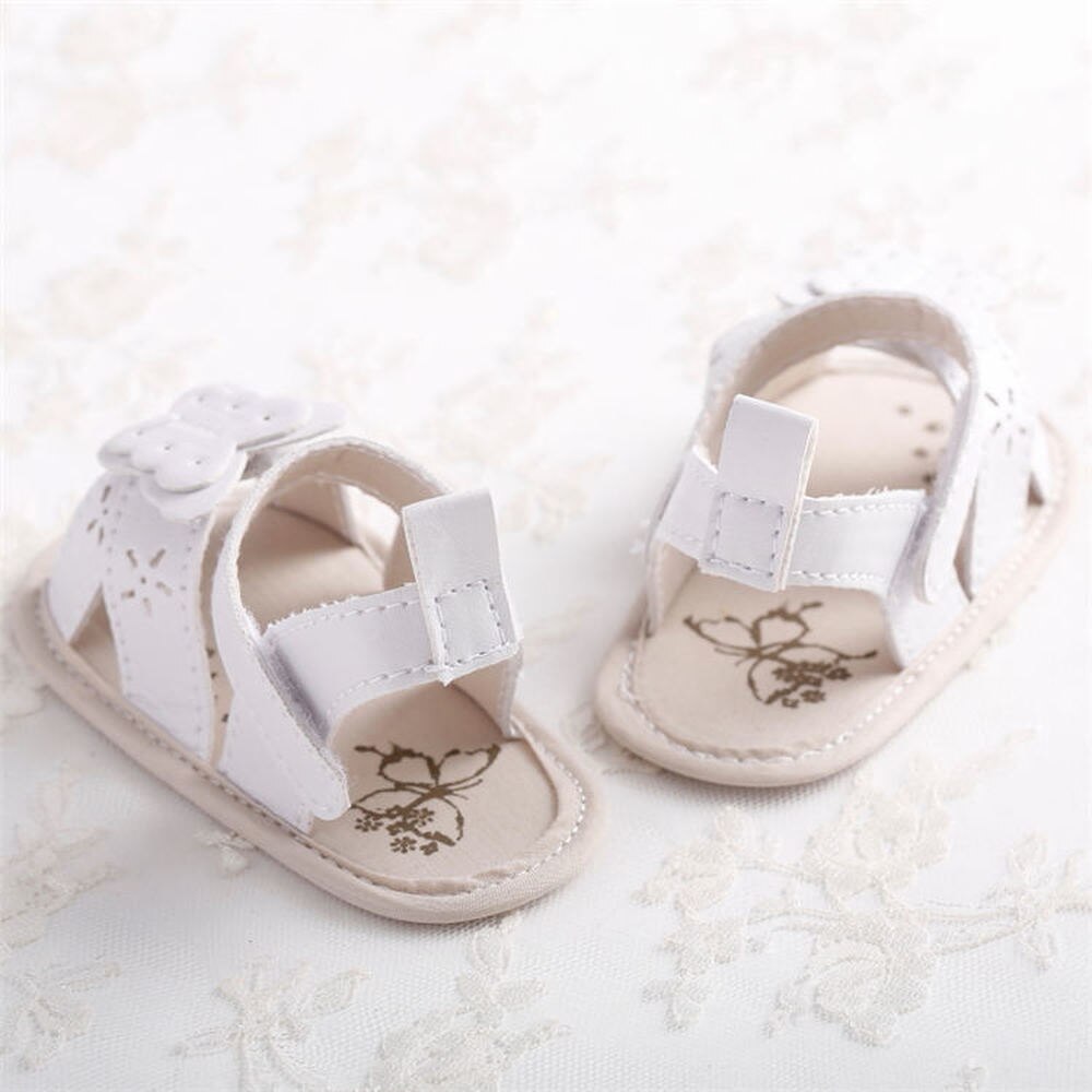 Baby Schoenen Meisje Sandalen Zachte Anti-Slip Zool Prinses Wit Zomer Wieg Licht Gewicht Vlinder Pasgeboren Wieg Sandalen