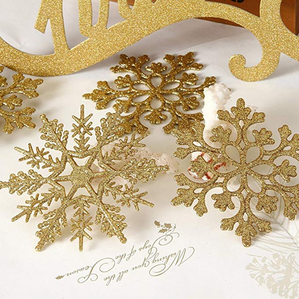 10Pcs Glitter Snowflake Christmas Ornaments Xmas Tree Hanging Decoration 10cm Christmas Decoration boże narodzenie