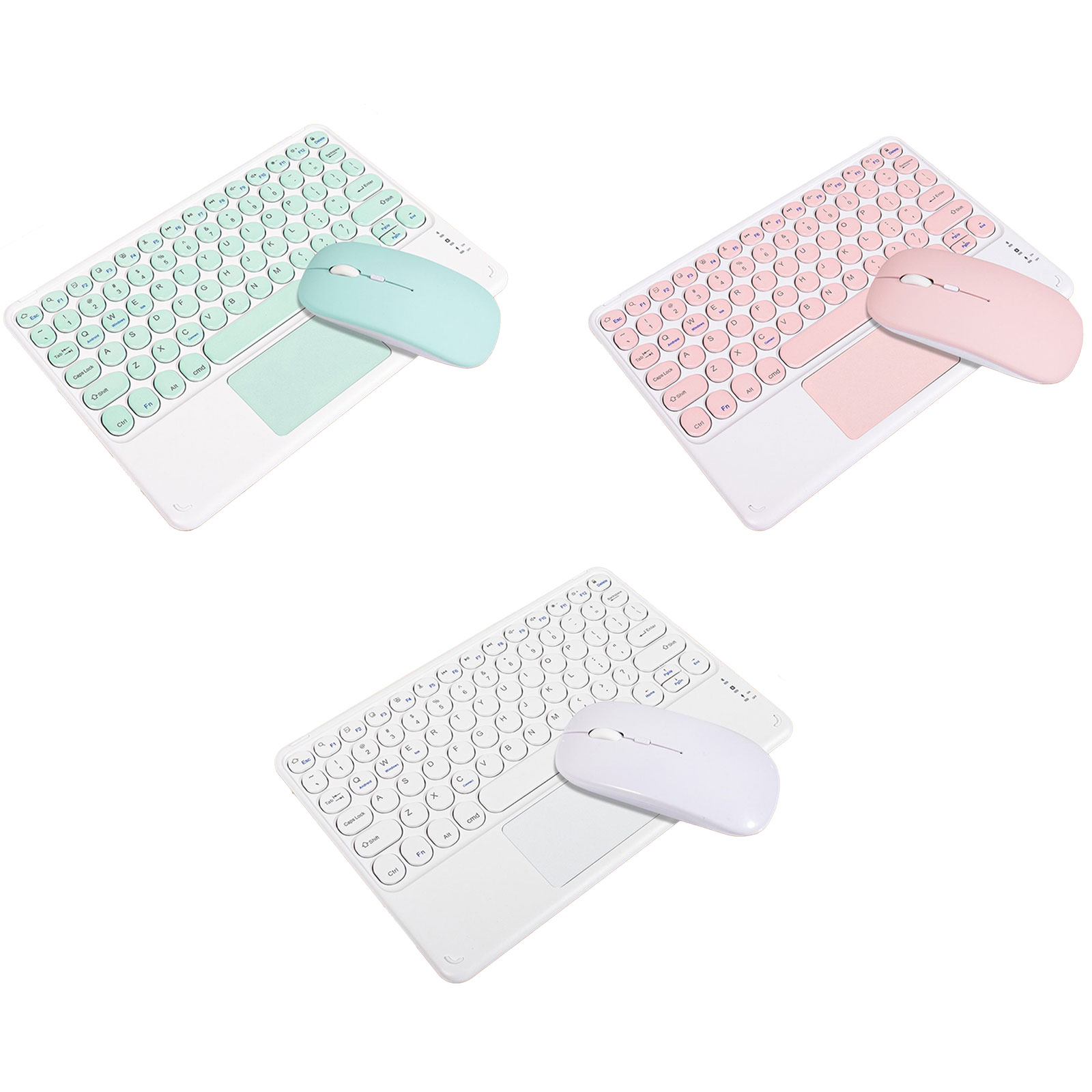 Wireless BT Keyboard Teclado Retro Round Key Keyboard And Mouse Set For Samsung Xiaomi Touchpad Tablet For IPad Keyboard