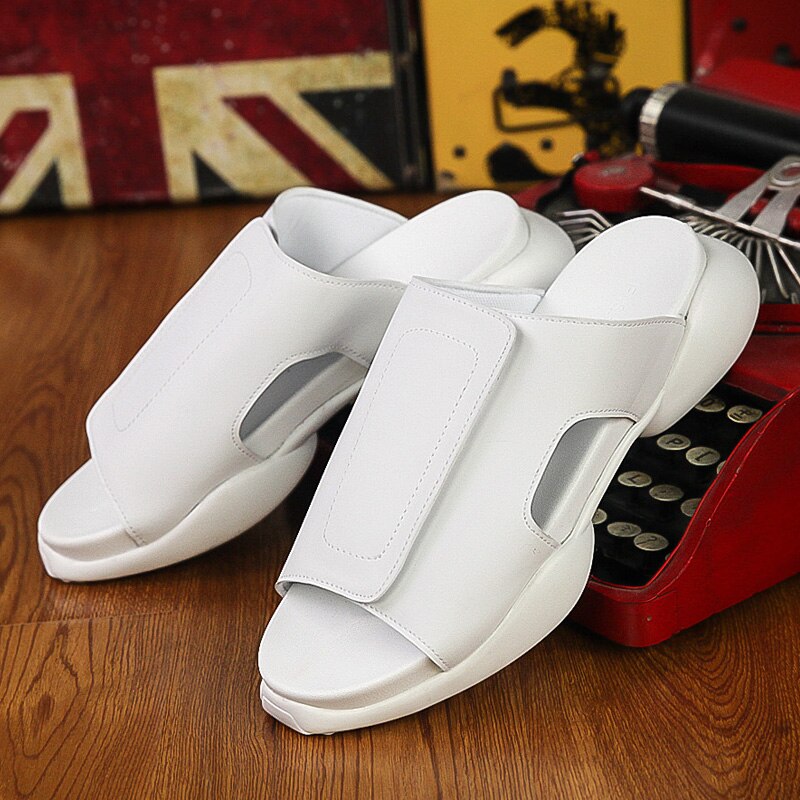 Männer Unterhose auf Gladiator Hausschuhe Männer Komfortable Strand Sandalen Männlichen Super cool Maultier schuh Männer Sandalss: Weiß / 8,5