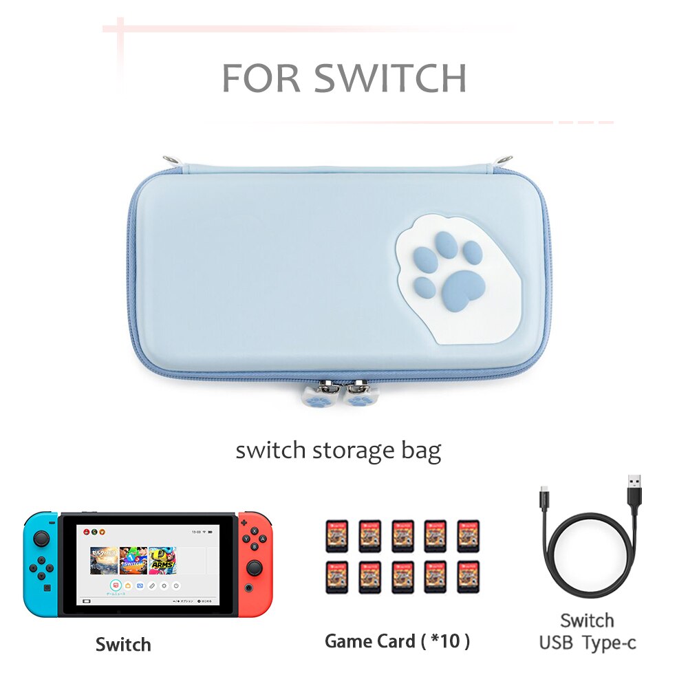 Pink Cute Cat Paw Case for Nintend Switch - Portable Hardshell Slim Travel Carrying Case fit Switch Console & Game Accessories: Blue For switch