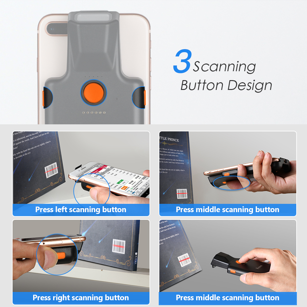 Eyoyo 1D Zurück Clip Bluetooth Barcode Scanner Arbeit mit Smart Telefon, tragbare 1D Bar code Reader Scannen Für Android, iOS System