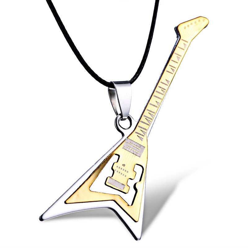 Collar de guitarra de para hombres y mujeres, Gargantilla con colgante de violín, cadena de cuerda de cuero de acero inoxidable, joyería para niños, para parejas de: 8
