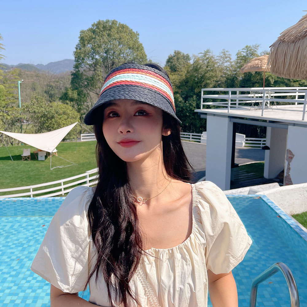 RAFFIA Summer lady Empty Top Sun Visor Hat Beach hat Summer hats straw Wide Brim Sun Caps UV Protection Hat For Men And Women