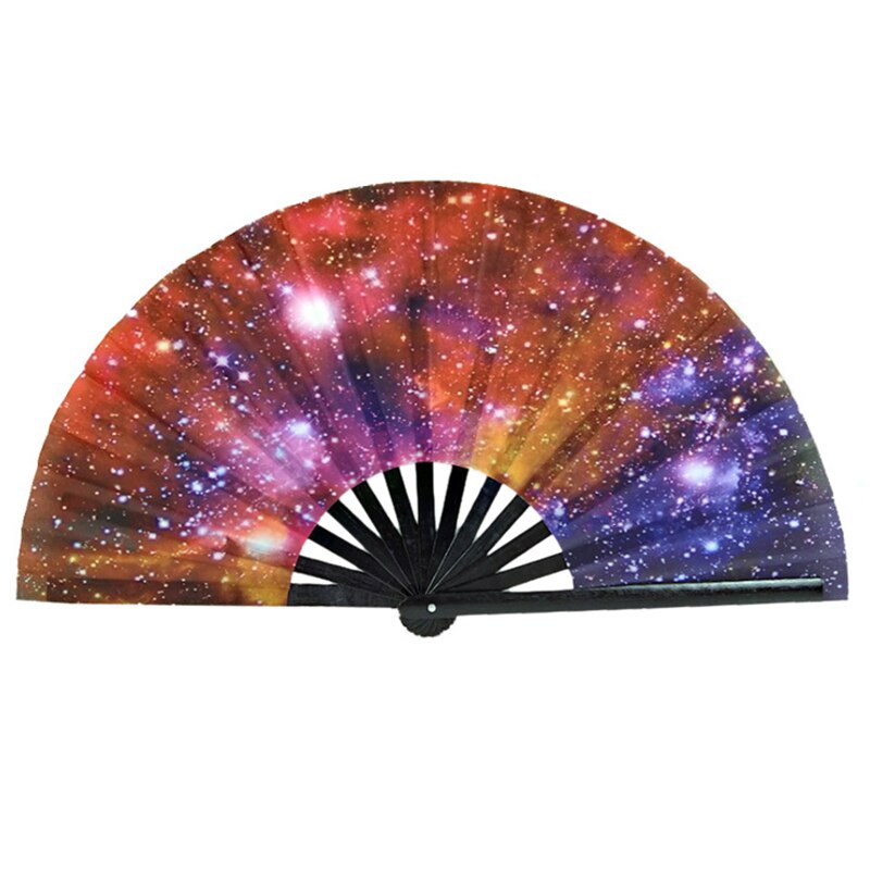 Chinese Stijl Hand Ventilator Gekleurde Geometrische Afdrukken Vouwen Fans Dance Kung Fu Fan Carnaval Festival Wedding Party M: G