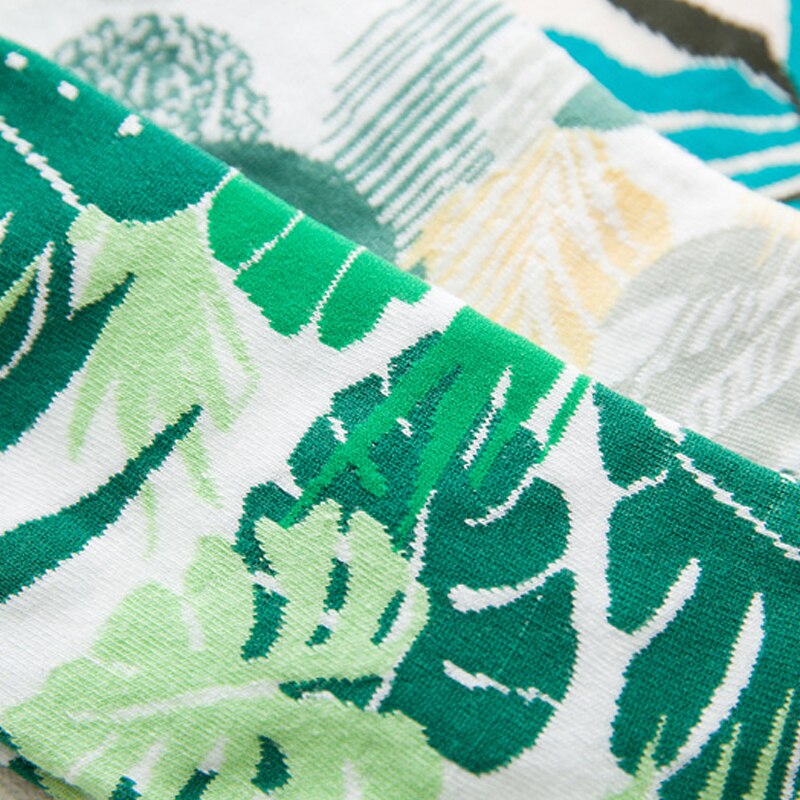 Nowy modny styl skarpetki liście zielony Monstera krótki wzór śmieszne bawełniane skarpetki damskie zimowe męskie dla obu płci roślin krótkie skarpetki damskie