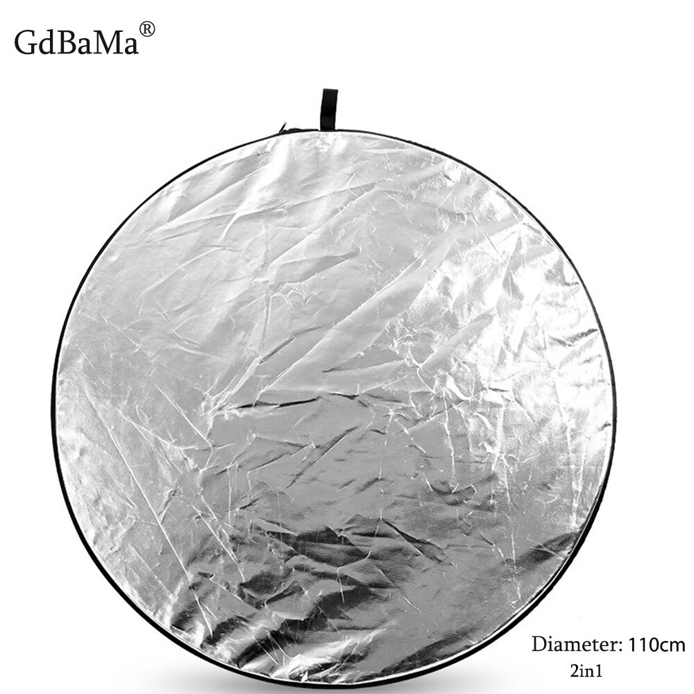 43 "110Cm 2 In1 Draagbare Inklapbare Ronde Reflector Gdbama Fotografie Wit Silivery Reflector Voor Studio Multi Photo Diffuers