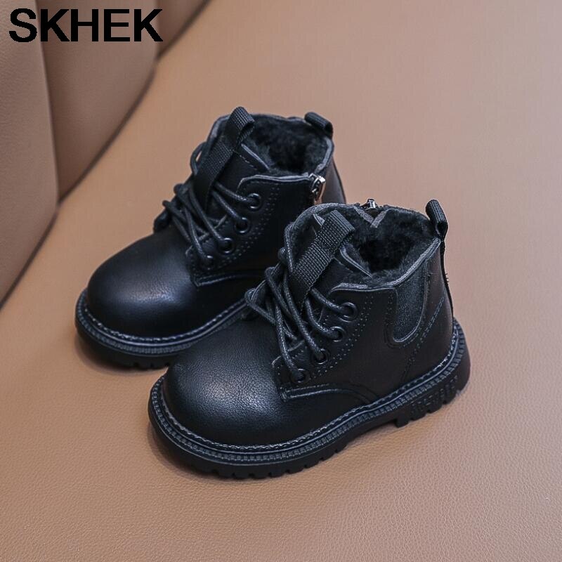 SKHEK enfants bottes de neige automne épaississement coton chaussures garçons filles imperméable antidérapant bottines enfants bottes en cuir
