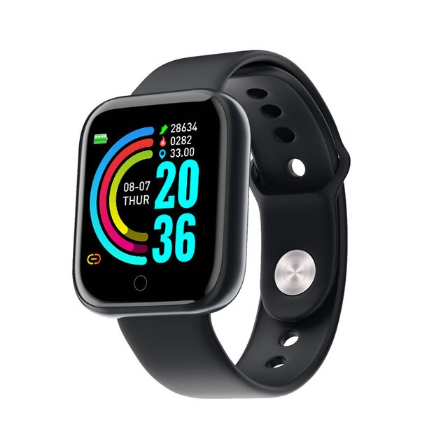 Bluetooth smart klocka män kvinnor blodtrycksmätare vattentät fitness tracker armband puls smartwatch för android ios: Y68 svarta