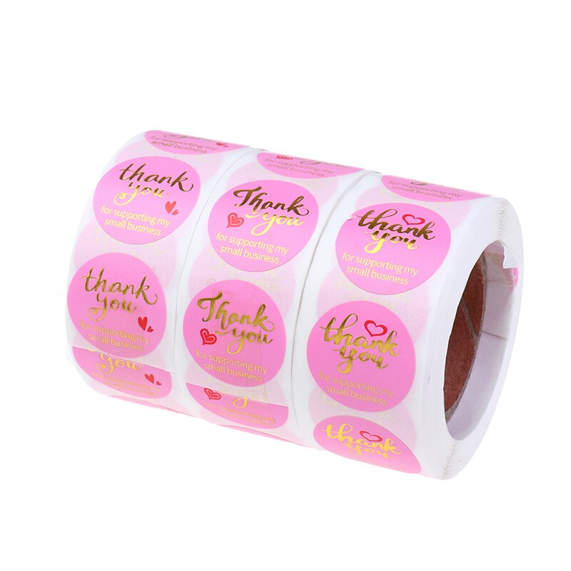 Pegatinas de agradecimiento para decoración de vacaciones, 500 Uds./rollo de pegatinas rosas para Navidad, de cumpleaños, favores, etiquetas, suministros de correo, Festival