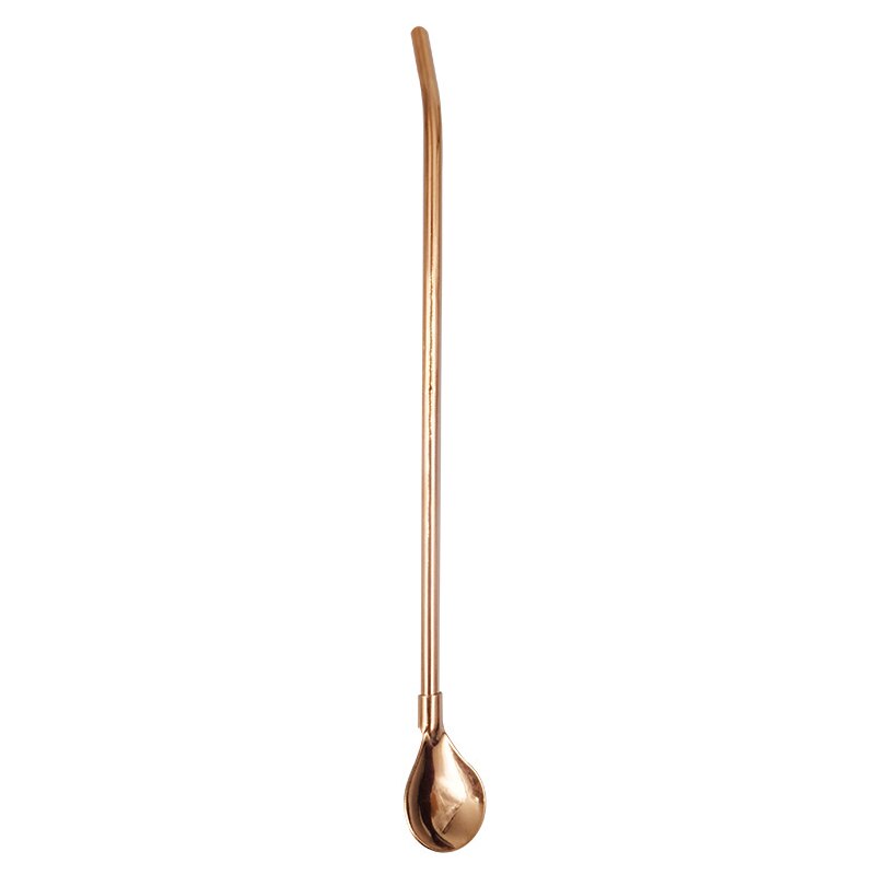Eco Freundliche 304 Edelstahl wiederverwendbar Strohhalme Löffel Bahre Trinken Strohhalme Kaffee Strohhalme Löffel 215mm: Rose golden