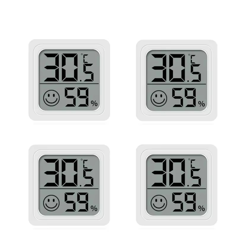 Mini termómetro Digital LCD, higrómetro, medidor de humedad y temperatura ambiente interior, herramientas de medición del hogar, juego de 4 Uds.: Plata