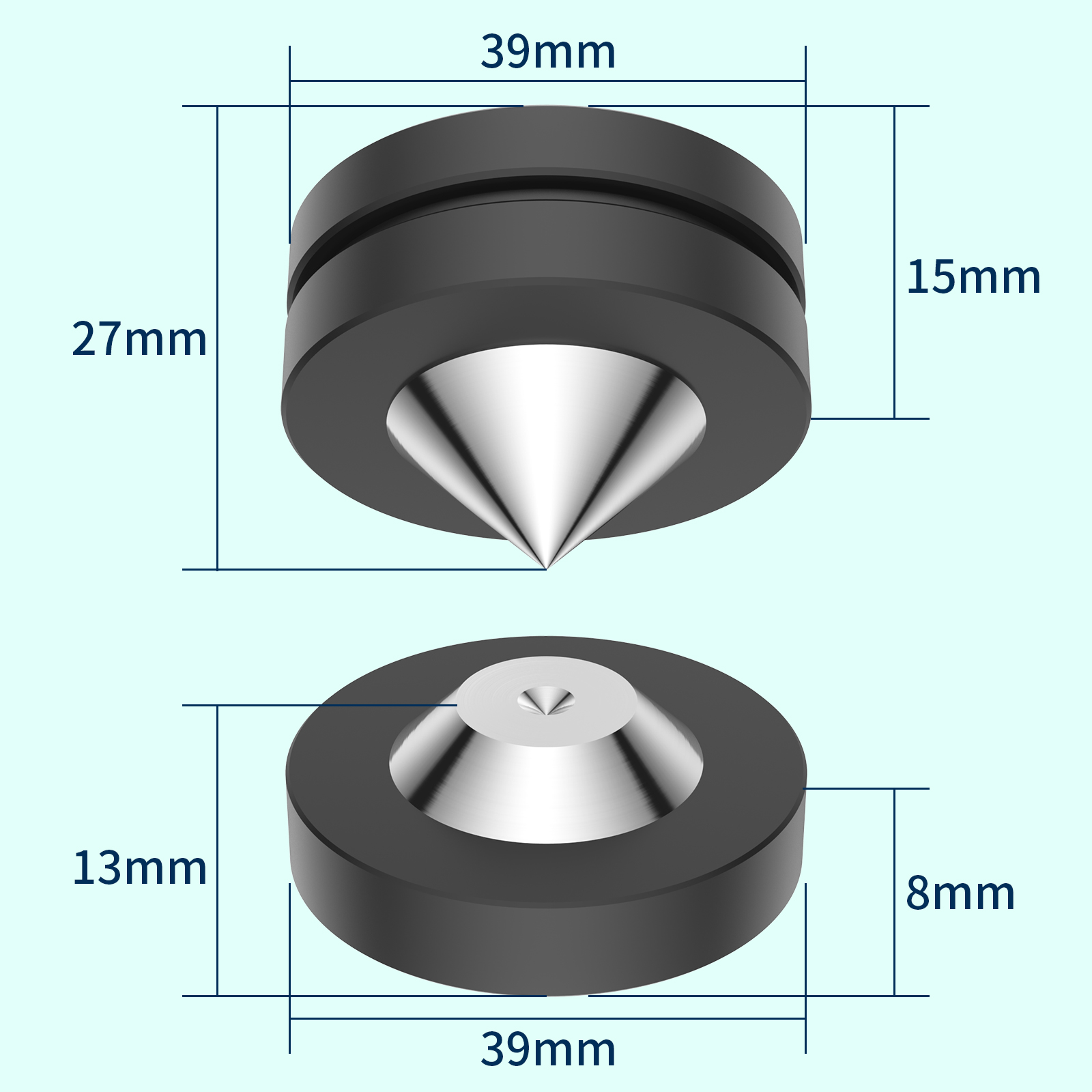 Hi-End 39X39mm 4Pcs Aluminum Speaker Spike Base Pad Isolation Feet for Speaker AMP DAC CD
