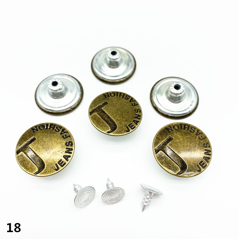 20 piezas 20mm bronce de botón de Metal para pantalones Shank botón para prendas de vestir pantalones ropa de costura Accseeories hecho a mano # Ro: 18