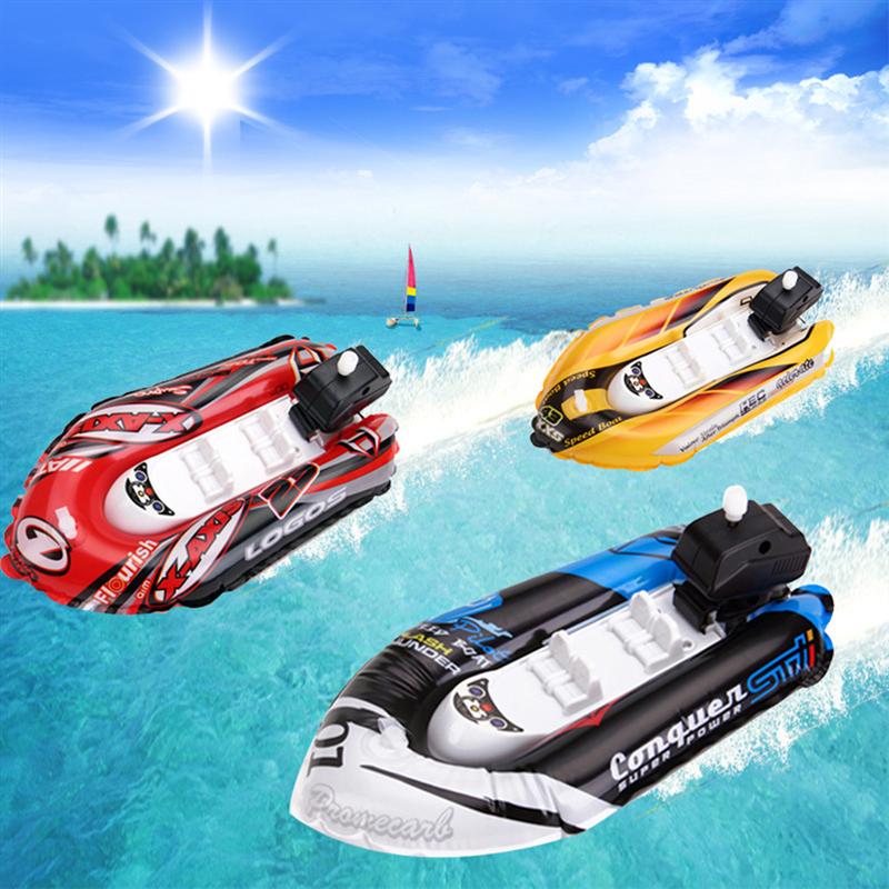 3pcs Mini Inflatable Paddle Boat Baby Bathing Clockwork Toy Baby Funny Water Playing Toy Blue Red Yellow Toy Car