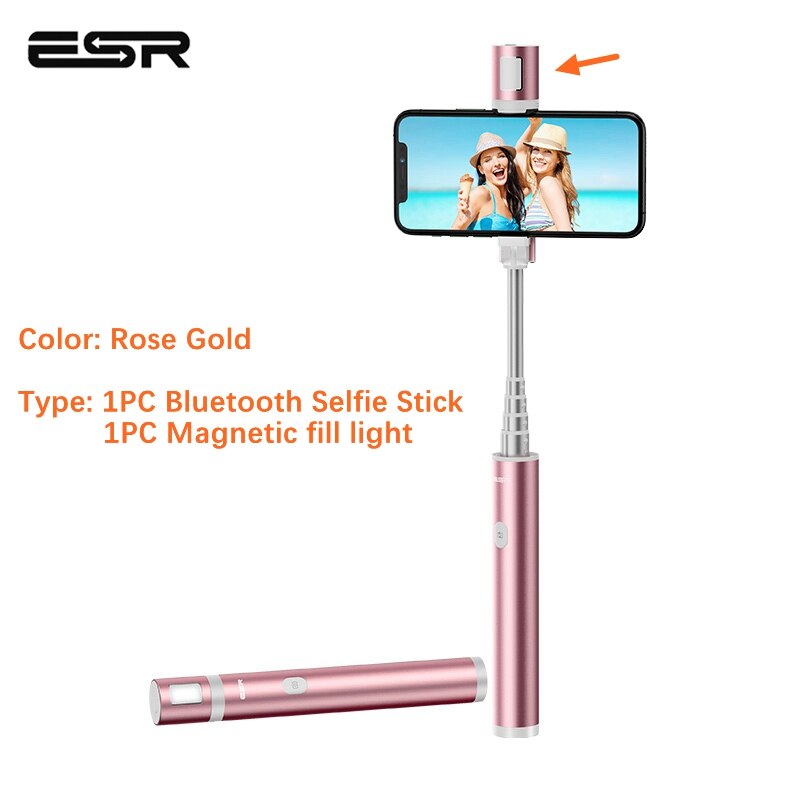 Esr Bluetooth Selfie Stok Afstandsbediening Met Led Licht Voor Live Camera Selfie Handheld Stick Voor Iphone Samsung Xiaomi Android: With LED