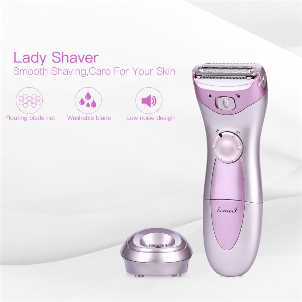 Kemei 110 V-240 V máquina de afeitar recargable lavable mujer señora afeitadora depilación húmeda y seca depiladora impermeable