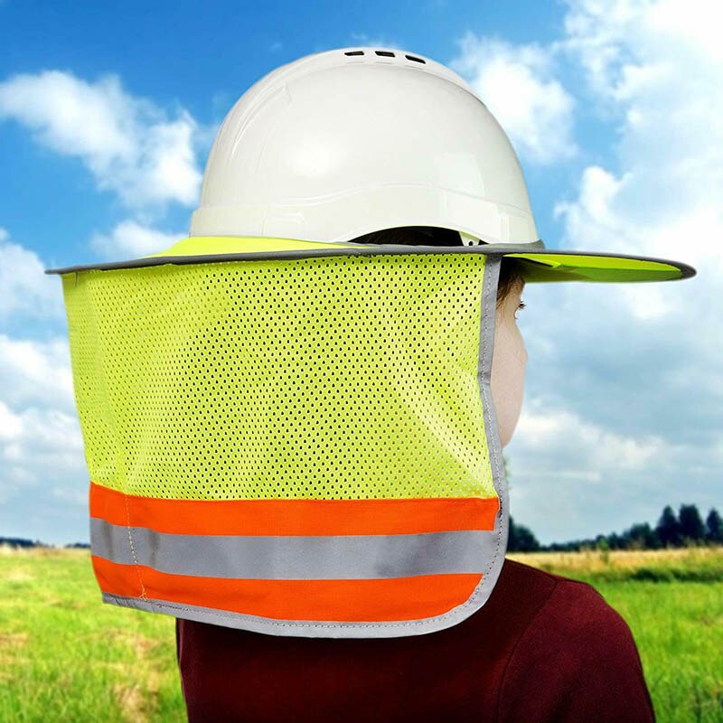 Solafskærmning til hjelm høj synlighed reflekterende mesh solskygge med fuld skygge til halsbeskyttelse @ m23