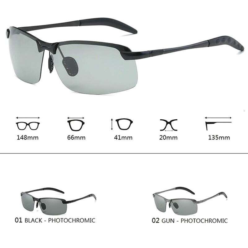 Brainart men photochromic óculos de sol com lente polarizada para condução ao ar livre puo88