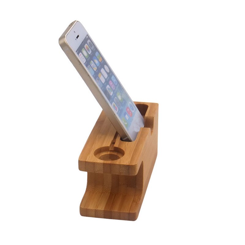 Bambus Holz Telefon Halfter Schreibtisch Stand Ladung Dock Bahnhof Bambus Basis für praktisch Smartwatch