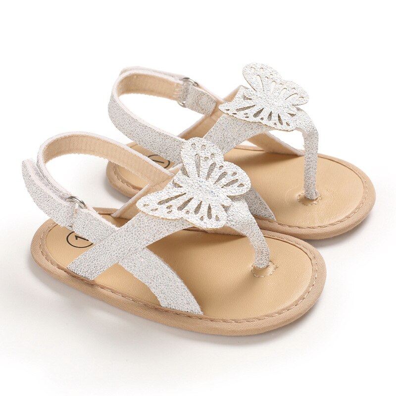 Zomer baby meisjes sandalen zachte zool schattige vlinder meisjes pantoffels baby peuter wieg schoenen baby eerste loopschoenen meisjes klompen: Wit / 12cm
