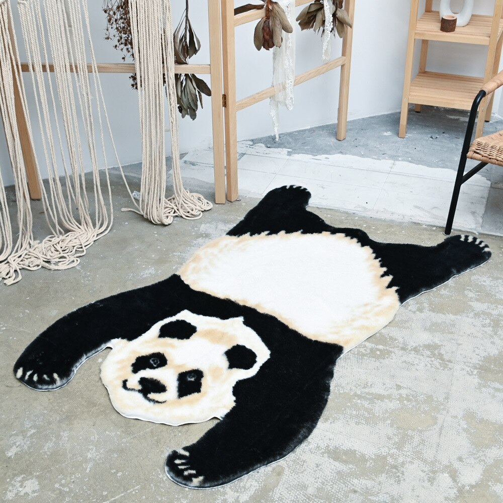 Rug Panda Leopard Tiger Giraffe Lion Shape Carpet Antiskid Carpet Furry Fluffy Bedroom Living Pad