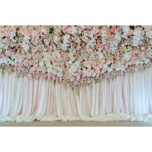 Photophone Wedding Achtergrond Bloem Gordijn Bloemen Decoratie Fotografie Achtergrond Photocall Voor Fotostudio Custom Vinyl: Thin Vinyl 270x180cm