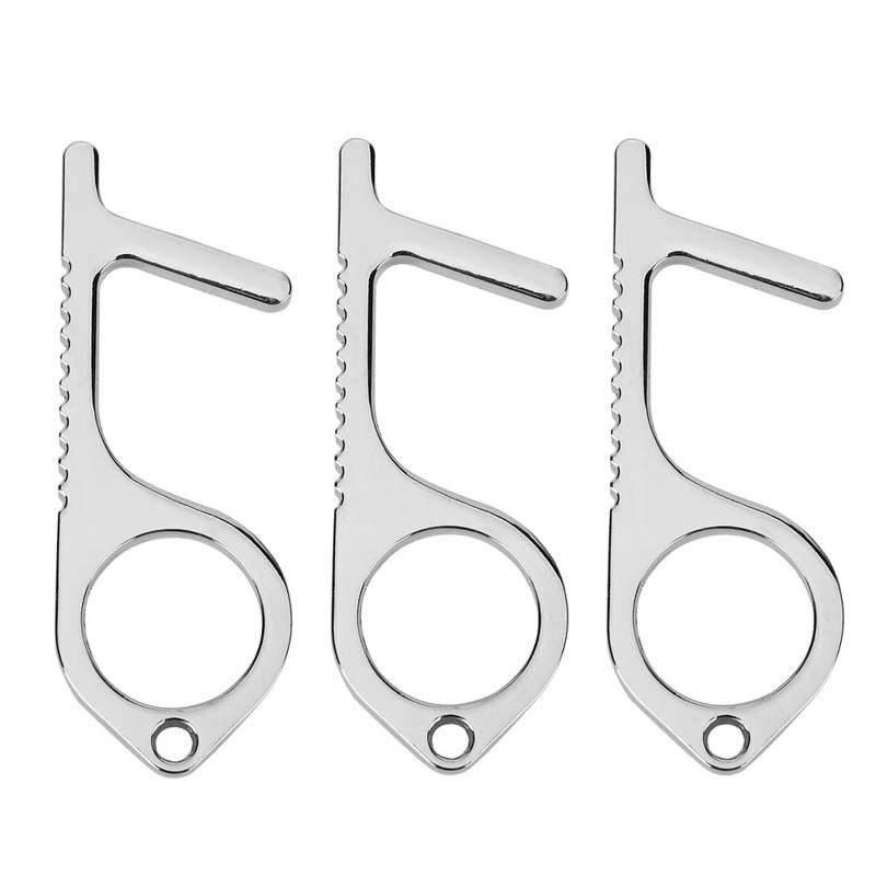 3Pcs Zinc Alloy Silver Portable Non-Contact Door Opener Opening Tool for Door Elevator Hygienic Door Opener