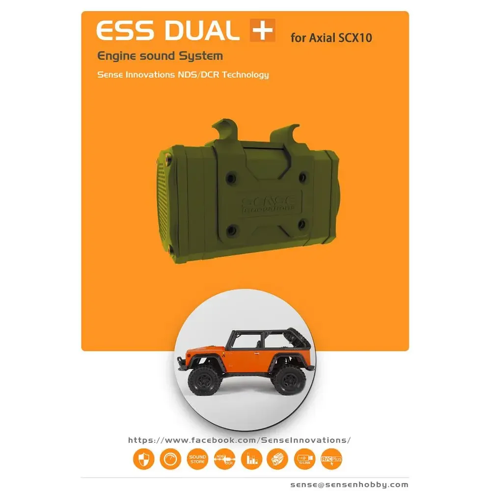 Sense rc bilmotor lydsimulator - ess-one ess-dual plus motorlyd simuleret modul til axial scx 10 scx 10ii,  rc biler