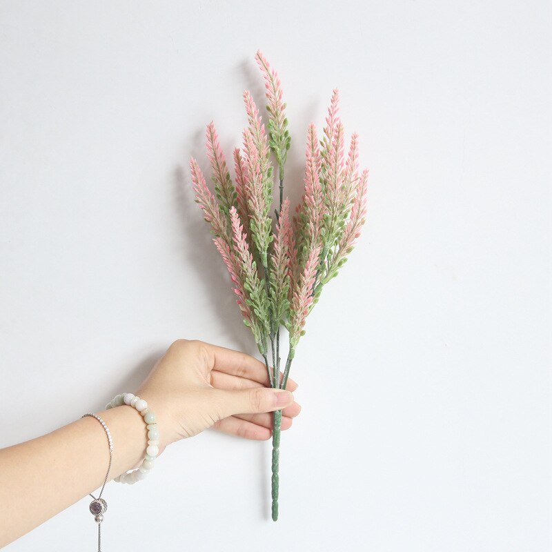 1 stk / romantisk provence dekoration lavendel blomst silke kunstige blomster korn dekorativ simulering af vandplanter: 2