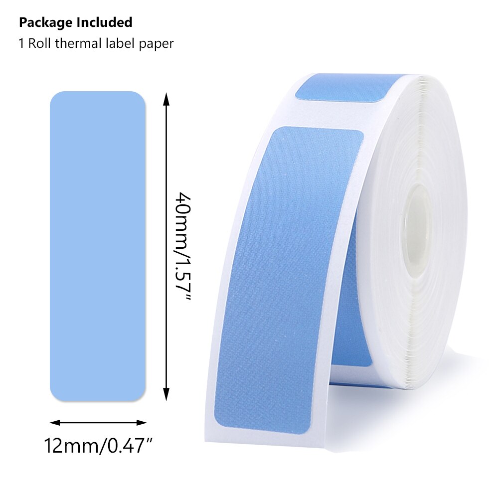 D11 Label Printer Mini Portable Pocket No Ink Wireless Label Maker Machine for Mobile Phone Home Office Use Print With Name: Blue paper 01