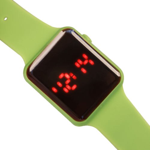 Sporthorloge diverse kleuren optioneel digitaal display led elektronisch horloge rubberen band vrijetijdsgedeelte: Groente