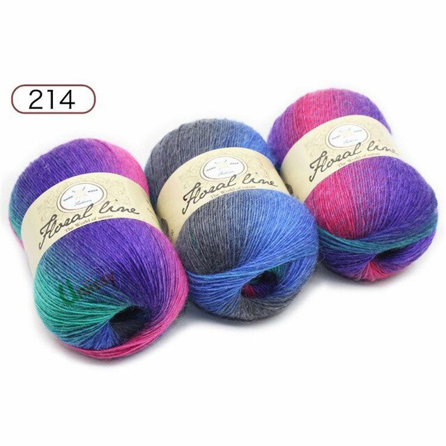 Yarn 5pcs X 100g Rainbow Line Fancy Melange Yarn 100% Cashmere Wool Yarn knitting 20 Colors: 5PCS      214