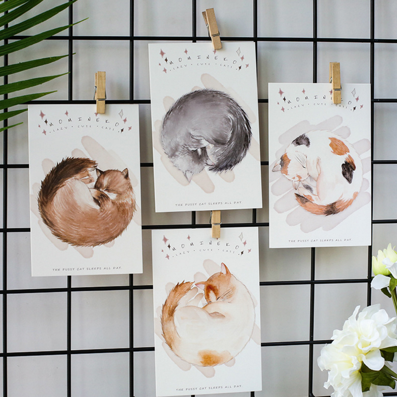 30 stk/mye kawaii katten sover alle dager postkort gratulasjonskort bursdag jul og år gjør-det-selv-kort
